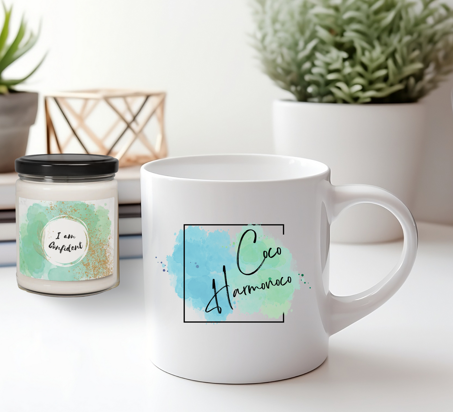 Inspirational & Uplifting Mugs & Candles by Coco Harmonoco